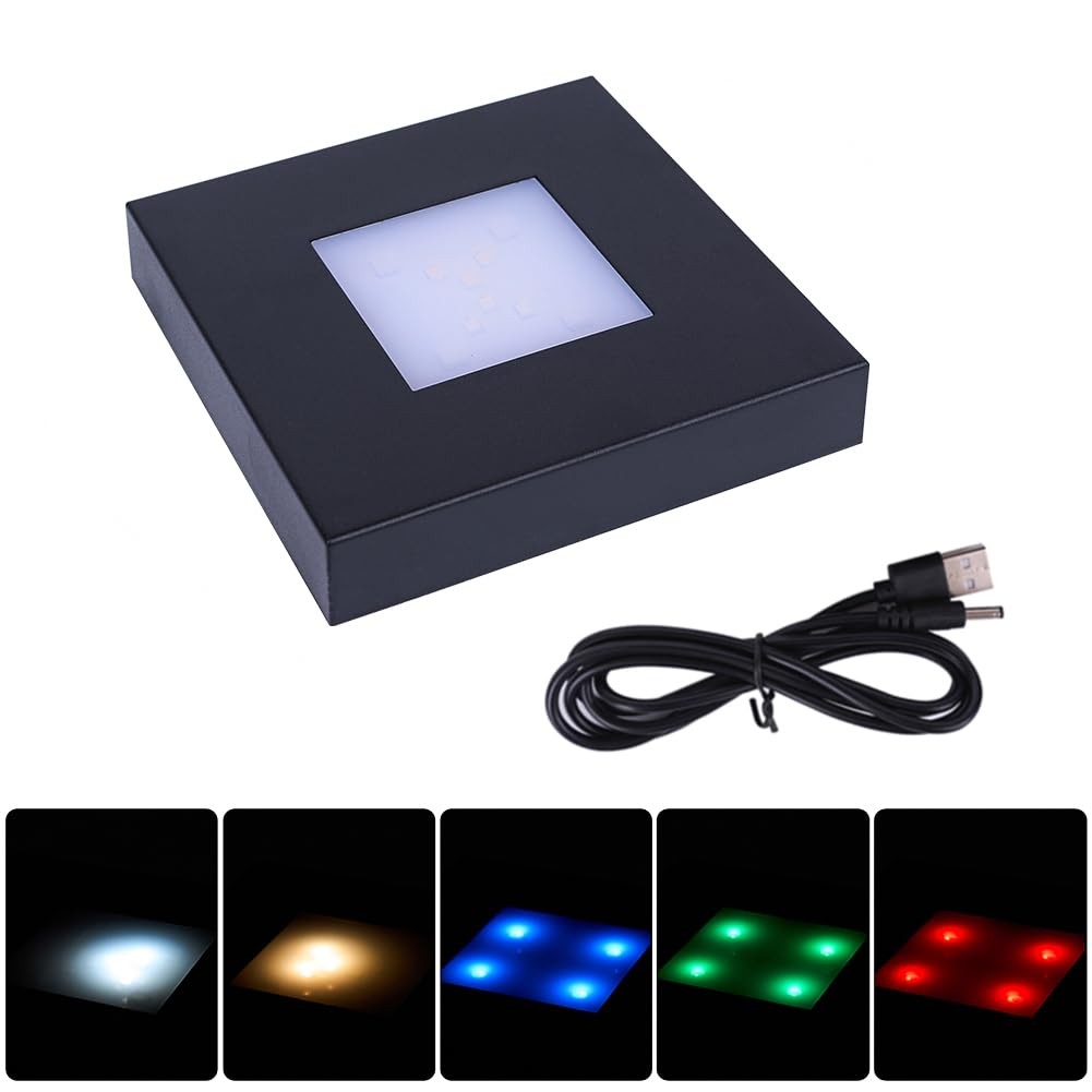 4.33 inch Multimodal Multicolor Light Stand Base – Black Square Display Base …