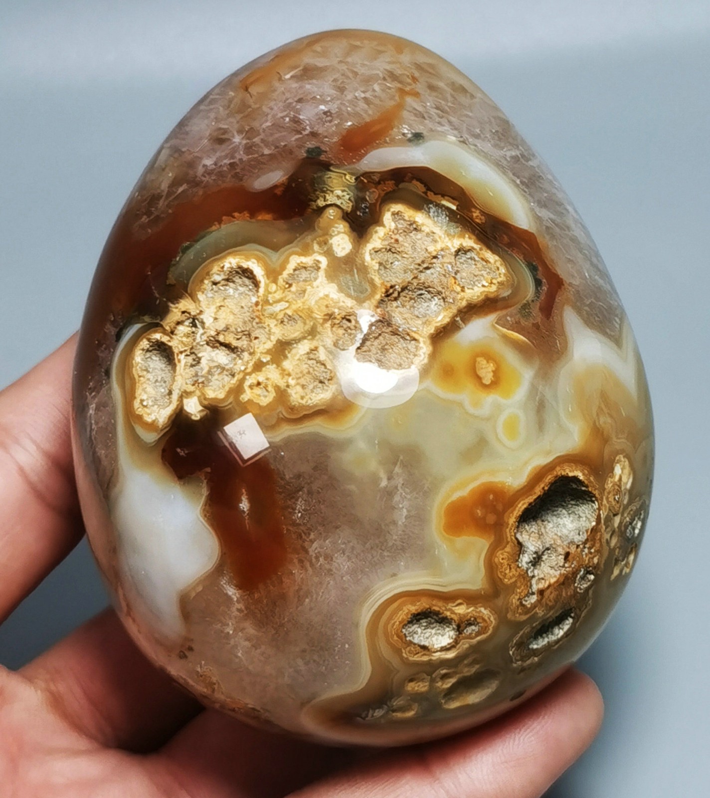 Natural BIG GEODE AGATE SPHERE EGG REIKI STONE HEALING
