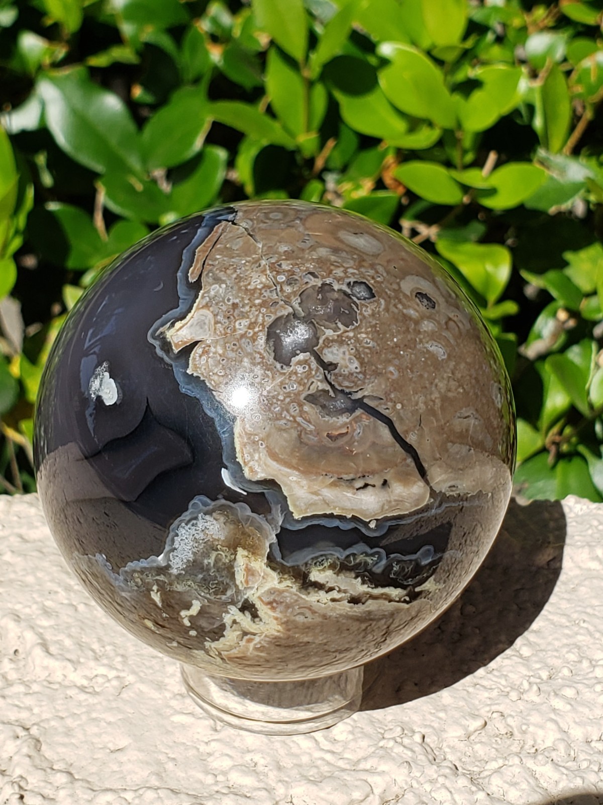 2.6″ Volcano Agate Quartz Crystal Sphere Ball Orb Stunning Green UV, 388g
