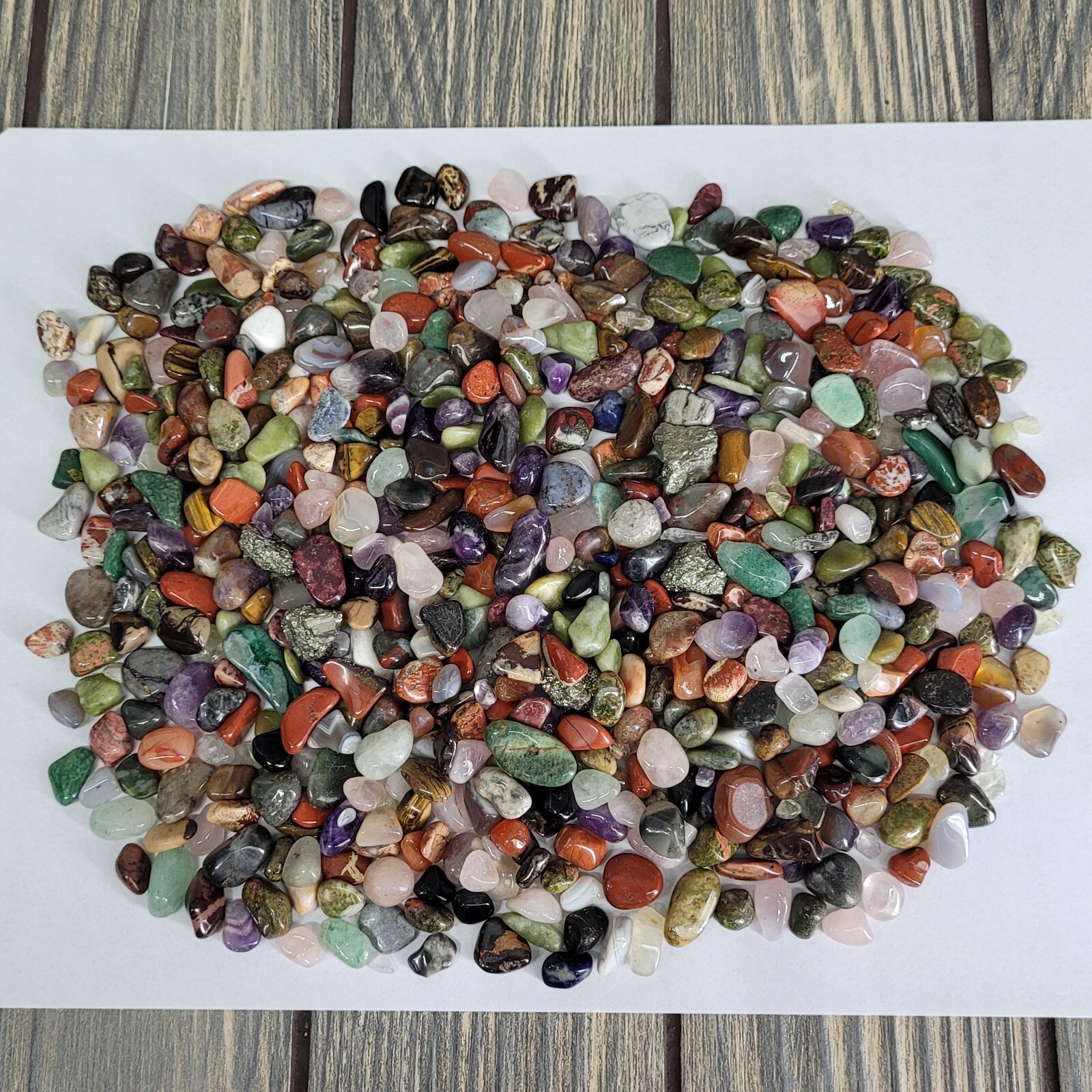 1.25 Lbs Mixed Crystals in Vintage Apothecary Glass Jar Bottle Small Tumbles