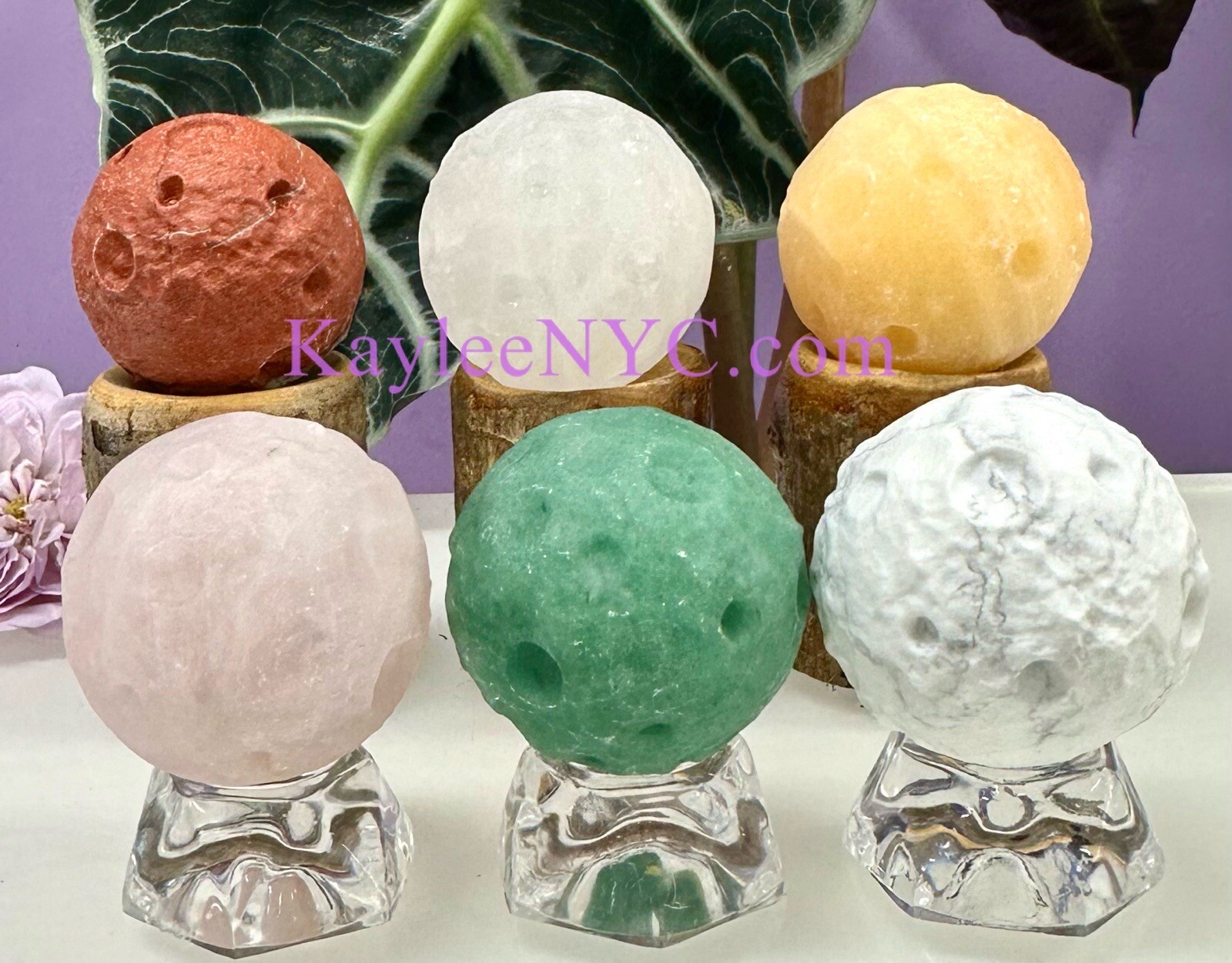 Wholesale Lot 6 Pcs 40mm Natural Crystal Moons Healing Energy