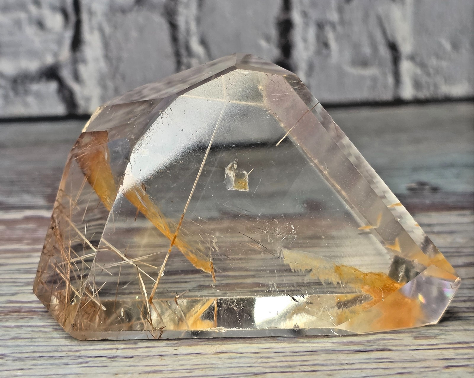 Natural Golden Healer Quartz with Golden & Reddish Rutile Inclusions Freeform