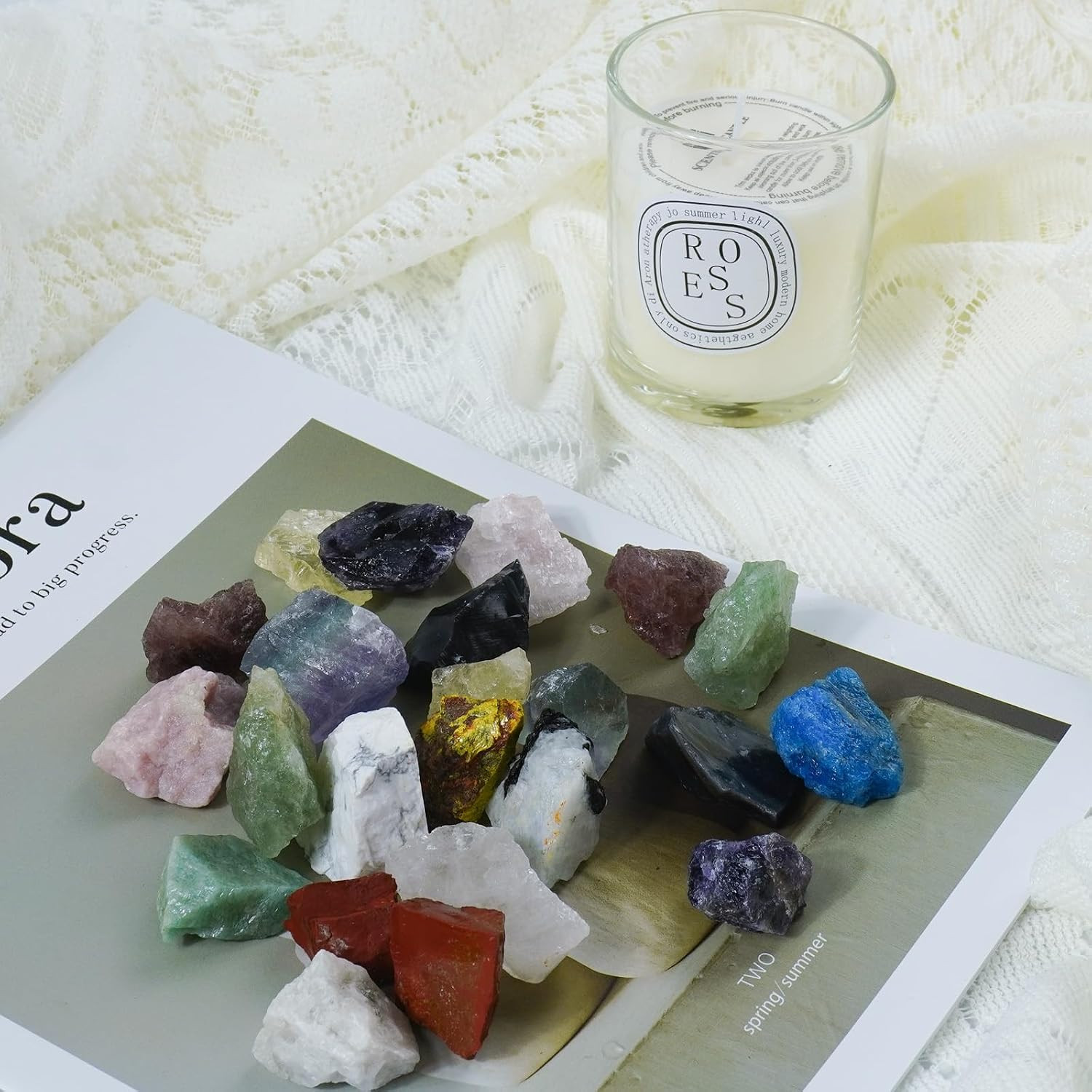Raw Crystals, Large 1.2-2.0″ Healing Crystal Natural Rough Stones for Intuition,