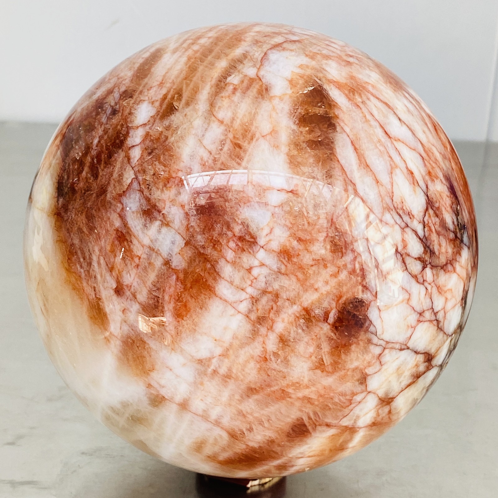 Natural Red Glue Flower Quartz Sphere Crystal Ball Healing 4720G