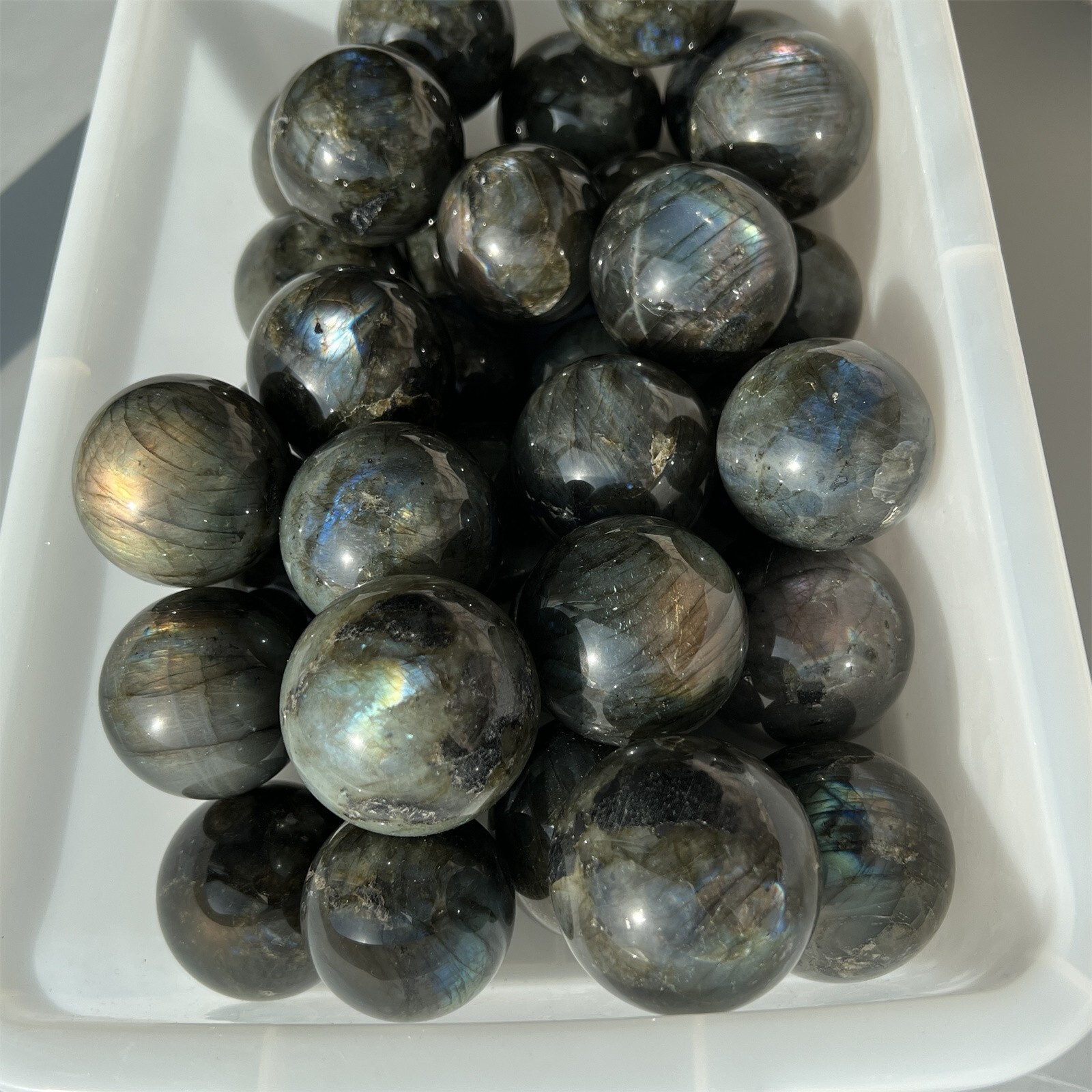 40MM+ Natural Labradorite Sphere Rainbow Quartz Crystal Ball Reiki Healing 1Pc