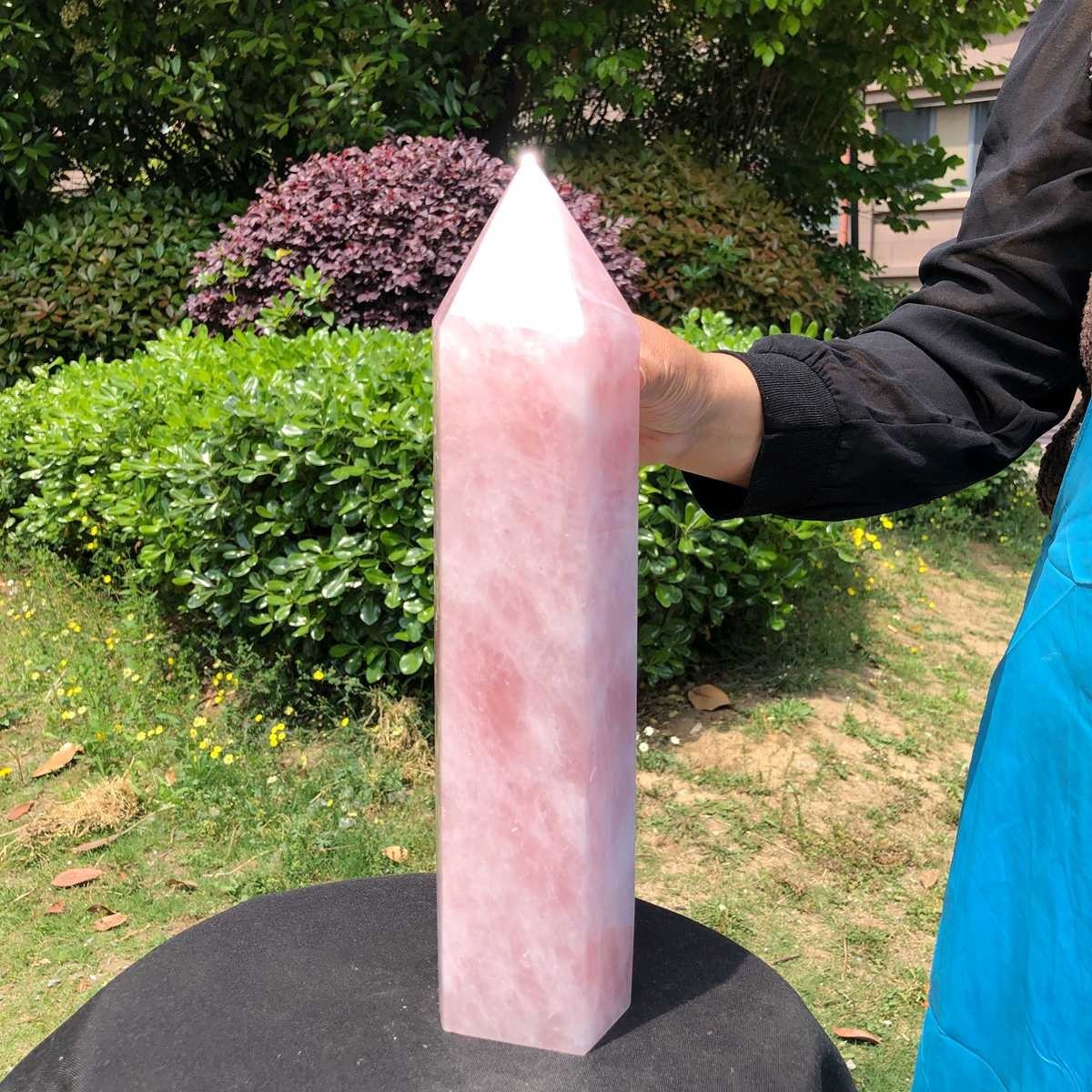 9.19LB Natural rose quartz obelisk pink crystal tower point healing decor