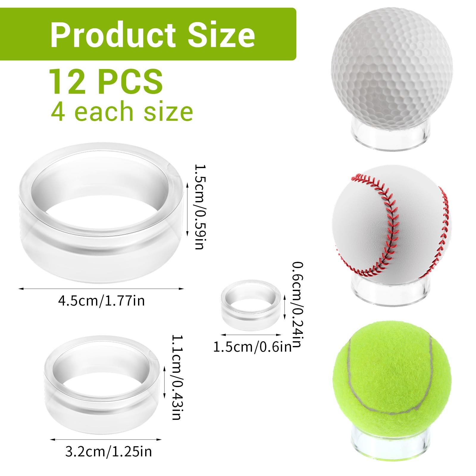 TIESOME 12 PCS Acrylic Sphere Display Stand, 3 Sizes Clear Sphere Holder Roun…