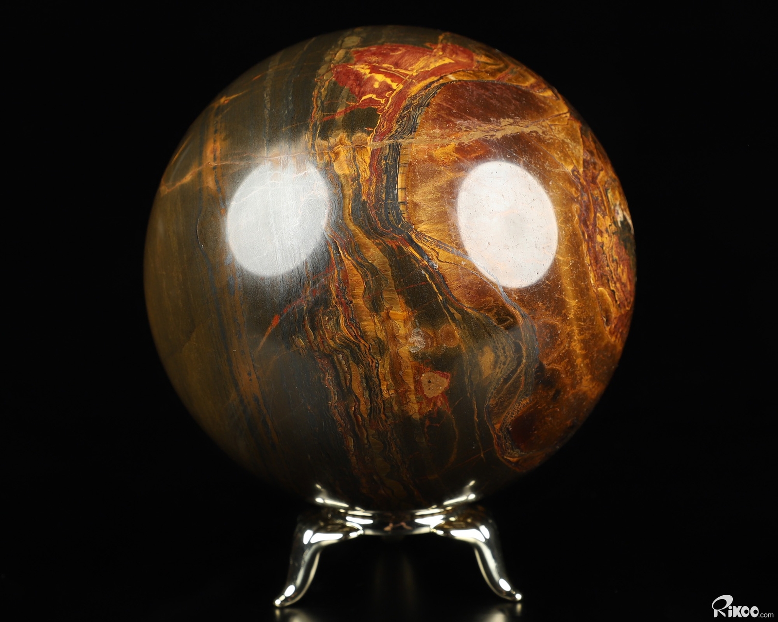 4.1″ Tiger Iron Eye Hand Carved Crystal Ball/Sphere, Crystal Healing