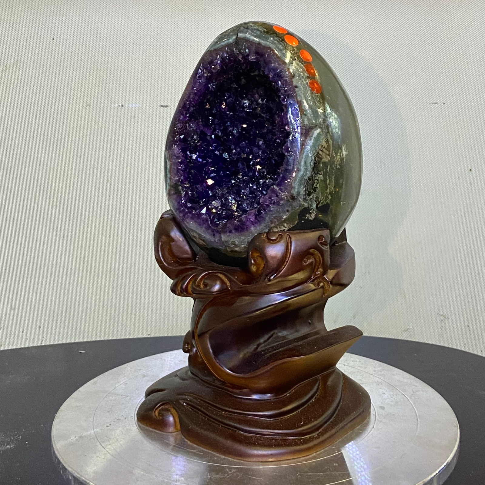 8.26LB Natural amethyst Dinosaur egg Quartz Crystal specimen healing