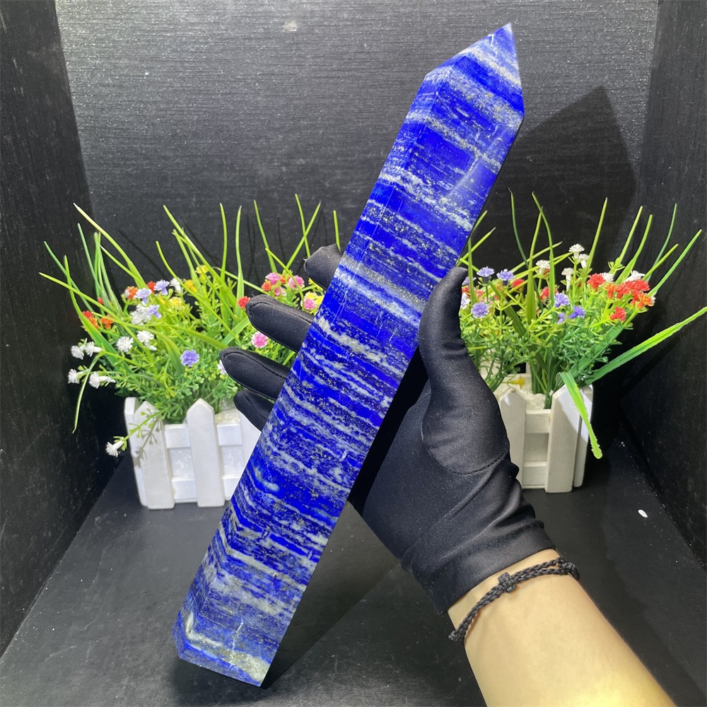 3.7LB 12.9″ Natural Lapis Lazuil Obelisk Tower Crystal Quartz Reiki Healing