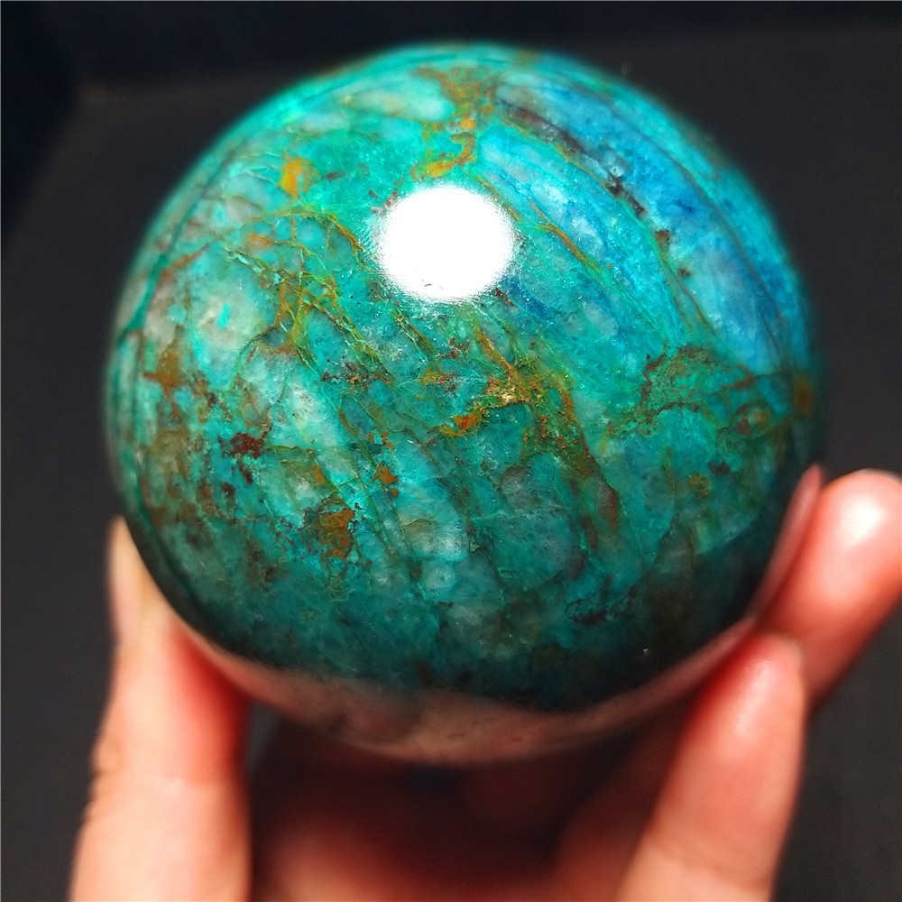 RARE 385.5G Natural Malachite Turquoise Blue Copper Ore Symbiotic Ball QQ200