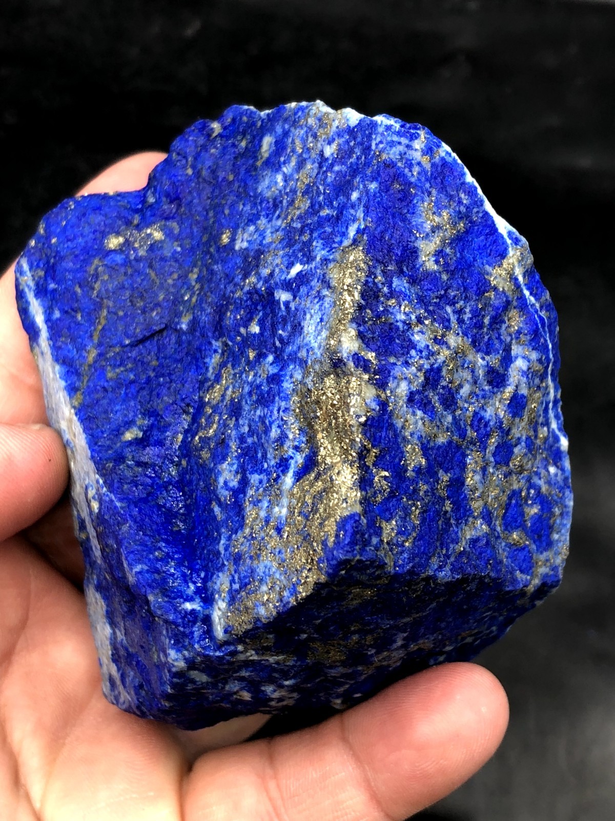 Natural Lapis Lazuli Rough 80mm Royal Blue Pyrite Crystal Mine Stone 564g J9…2