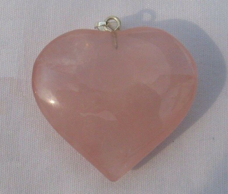 1 Rose Quartz Heart Pendant With Silver Bail 15/16″ – 1-1/4″