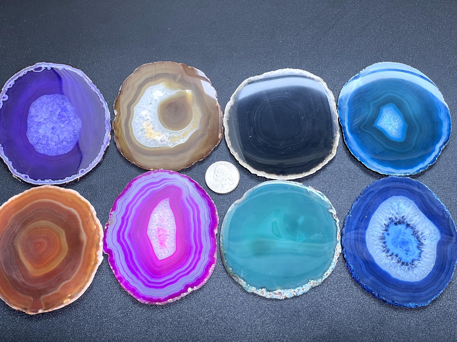Round Circular Agate Slices (1 Pound)(3.5-3.8 Inches)(Size #2) One LB Wholesale