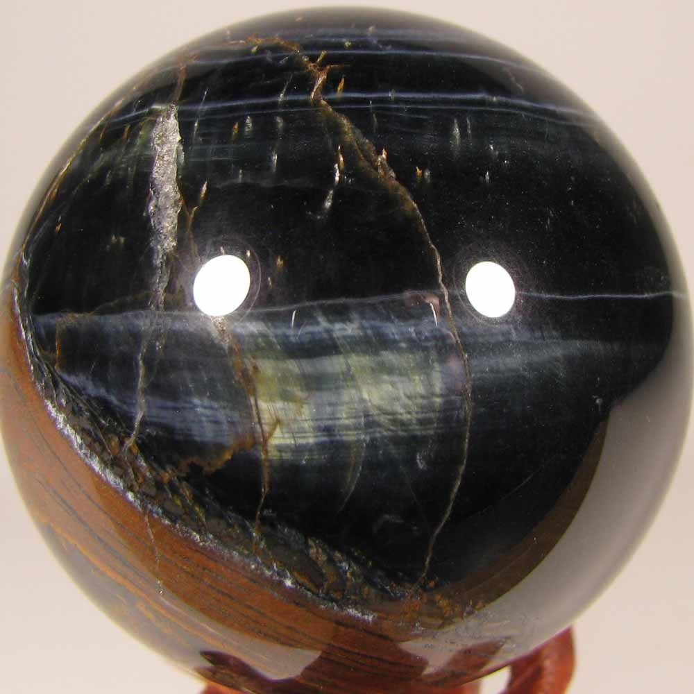 2.1″ BLUE TIGER EYE Gemstone Polished Sphere w/ Stand – South Africa – 54mm