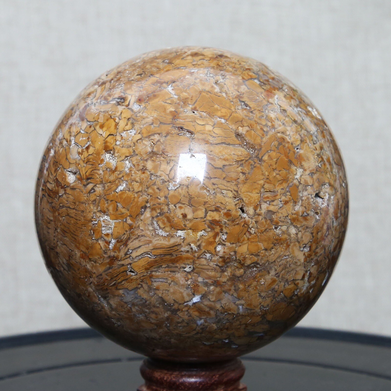 B8702-85mm-817g Amazing Natural Ocean Ibis Jasper Orbicular Sphere Reiki Crystal