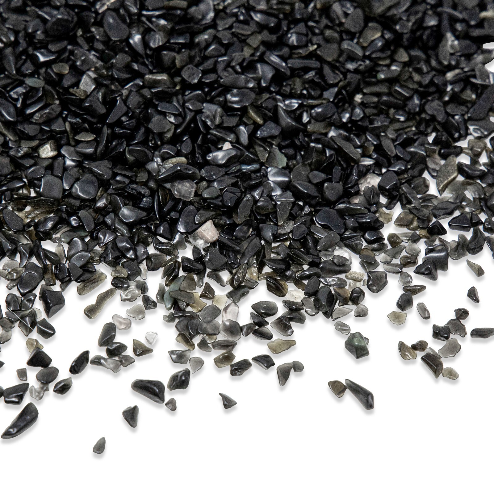 Tumbled Black Obsidian Crystal Tiny Chips Loose Gemstone Undrilled Beads Bulk