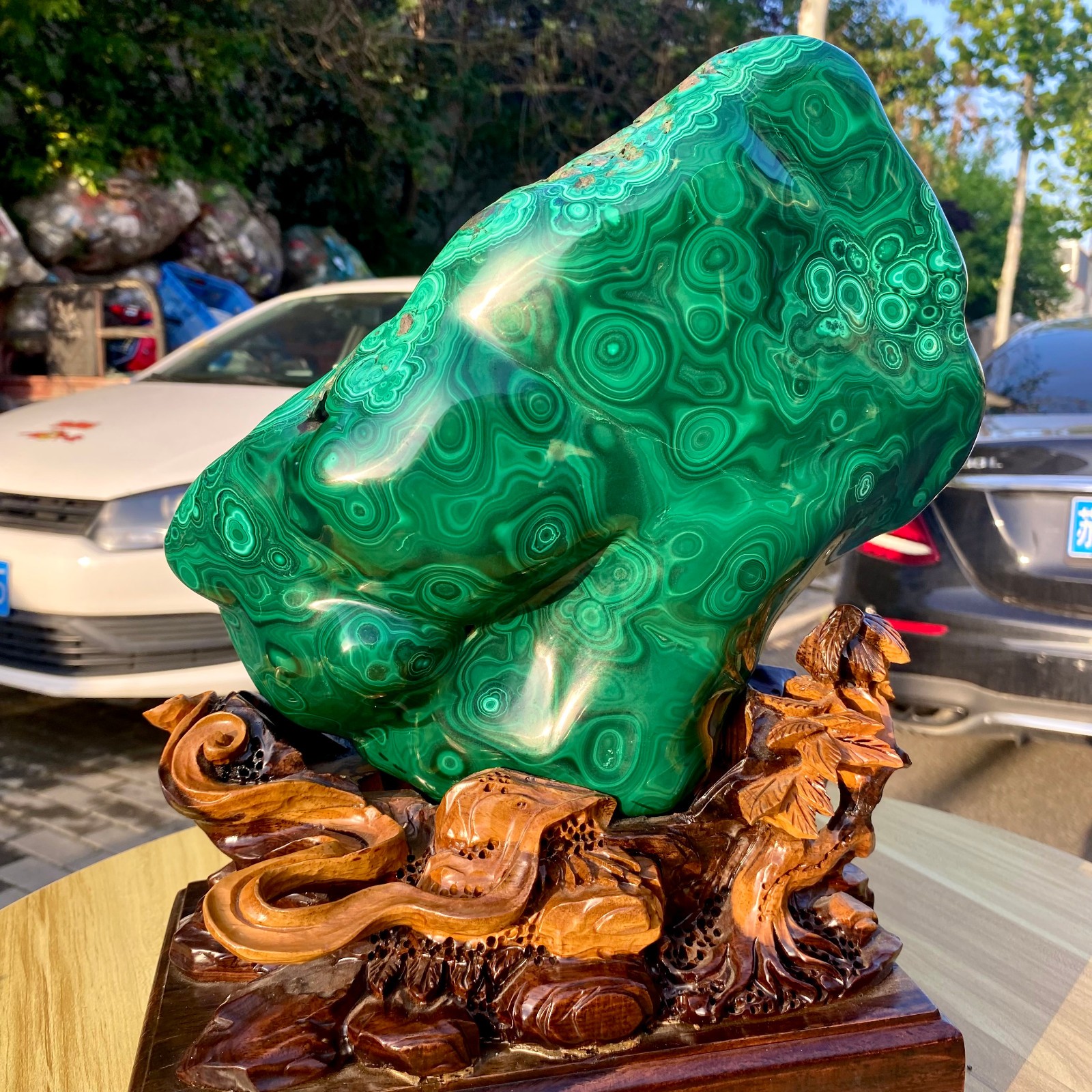 27.84LB Natural Polished Malachite Mineral freeform specimen Reiki Stone