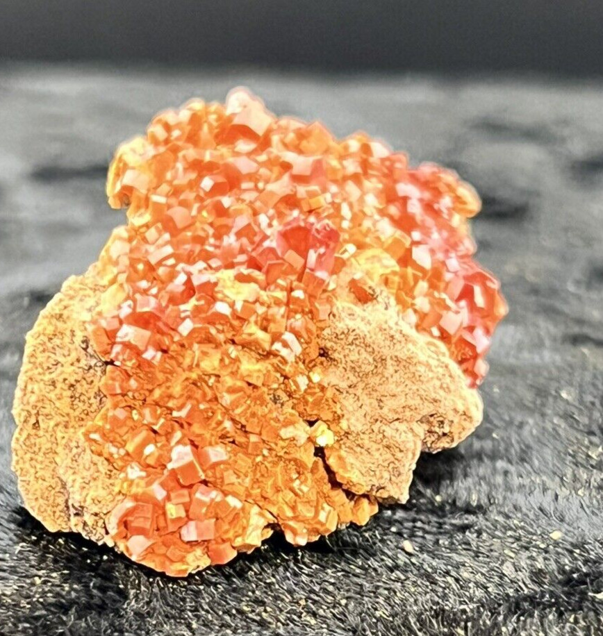 Vanadinite Mineral Specimen Red Hexagonal Crystals in Matrix. from Morocco.