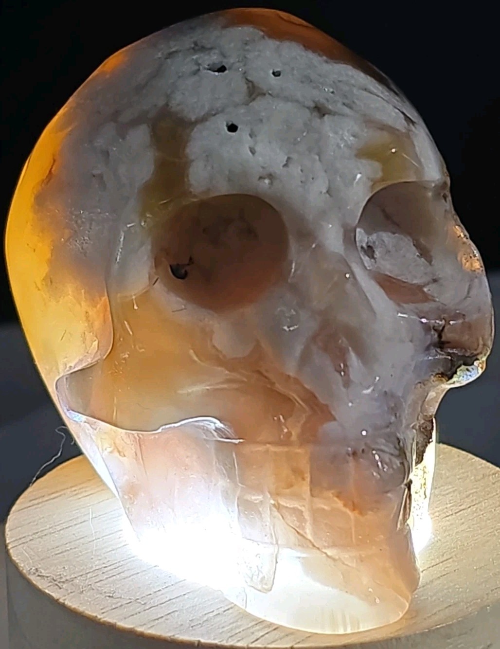 Flower Agate Skull 2.5″ X 2″ 7.8 Oz. 222g.