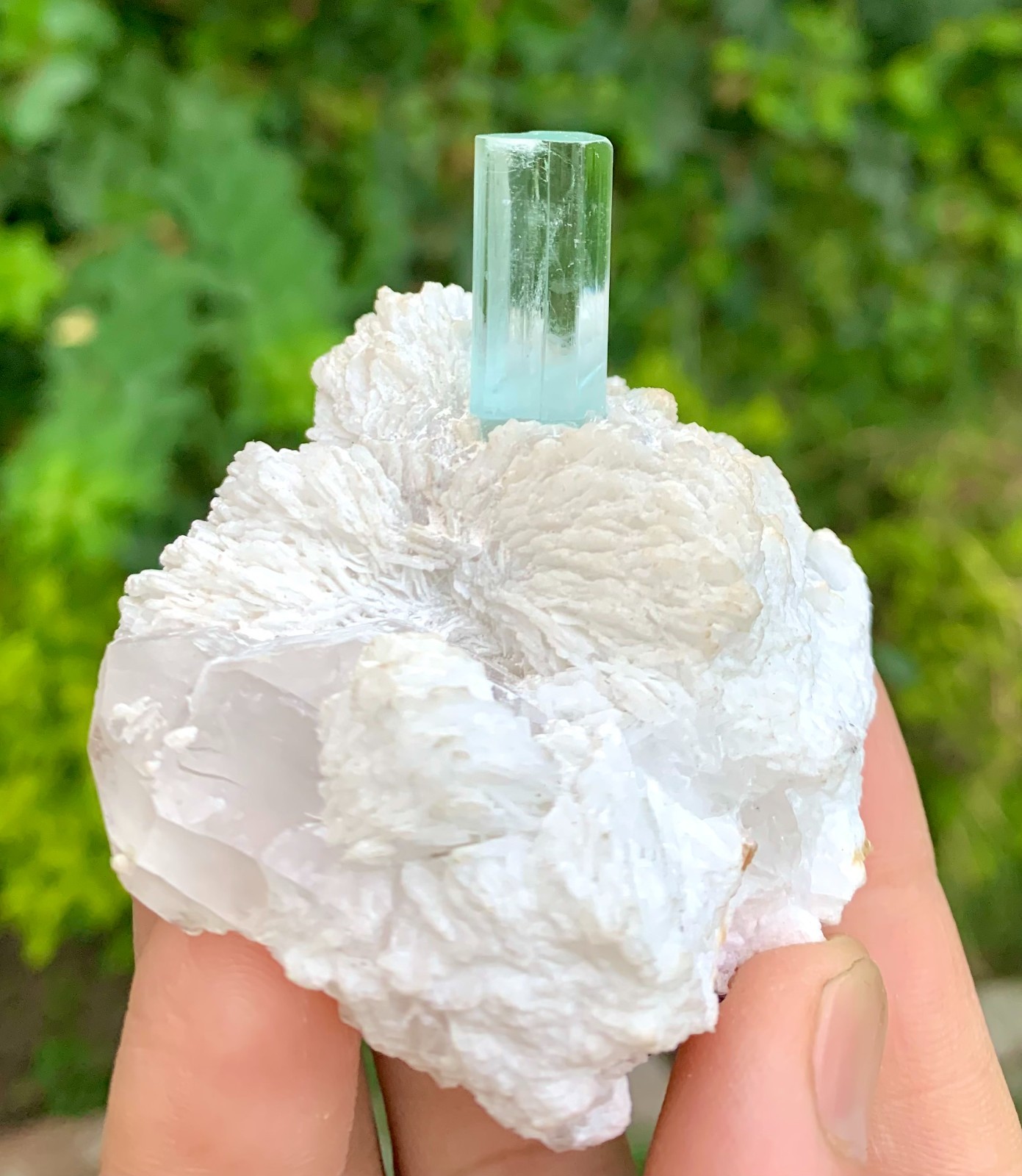 111GM Sky Blue Aquamarine With Quartz From Shigar Mine Skardu Pakistan