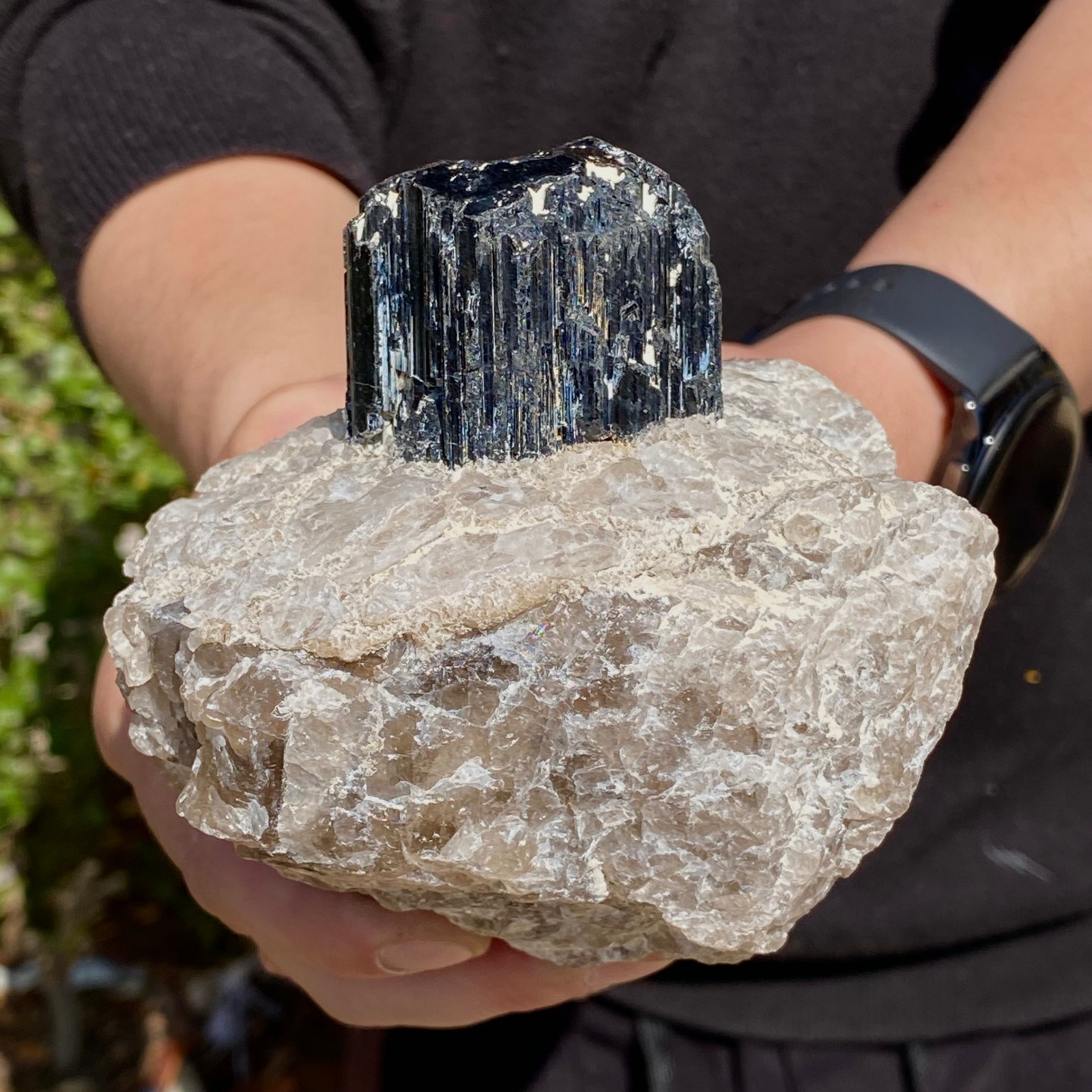1.77LB Natural black tourmaline crystal gemstone rough mineral specimen