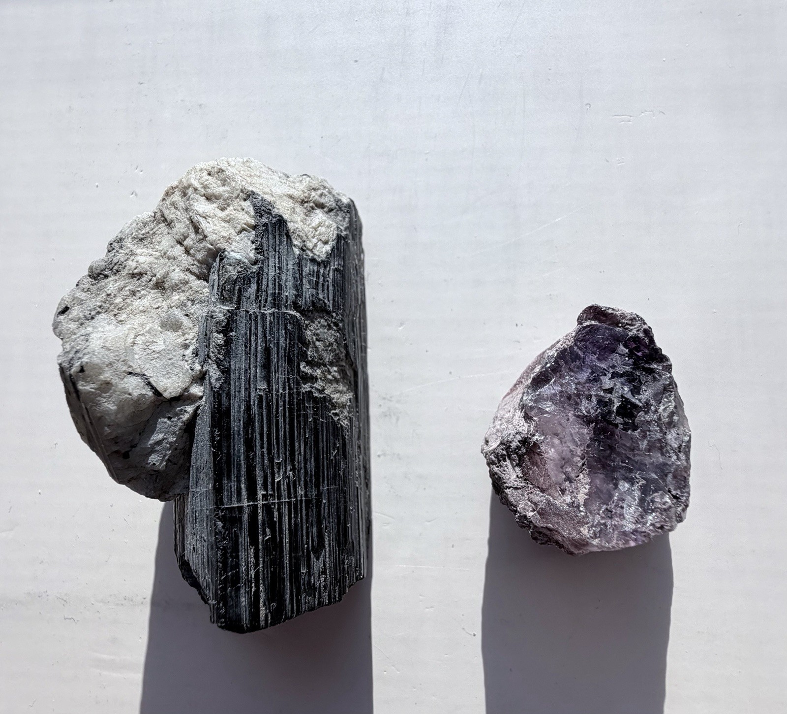 Black Tourmaline & Amethyst Crystal Lot – Raw Natural Stones – Display Specimens