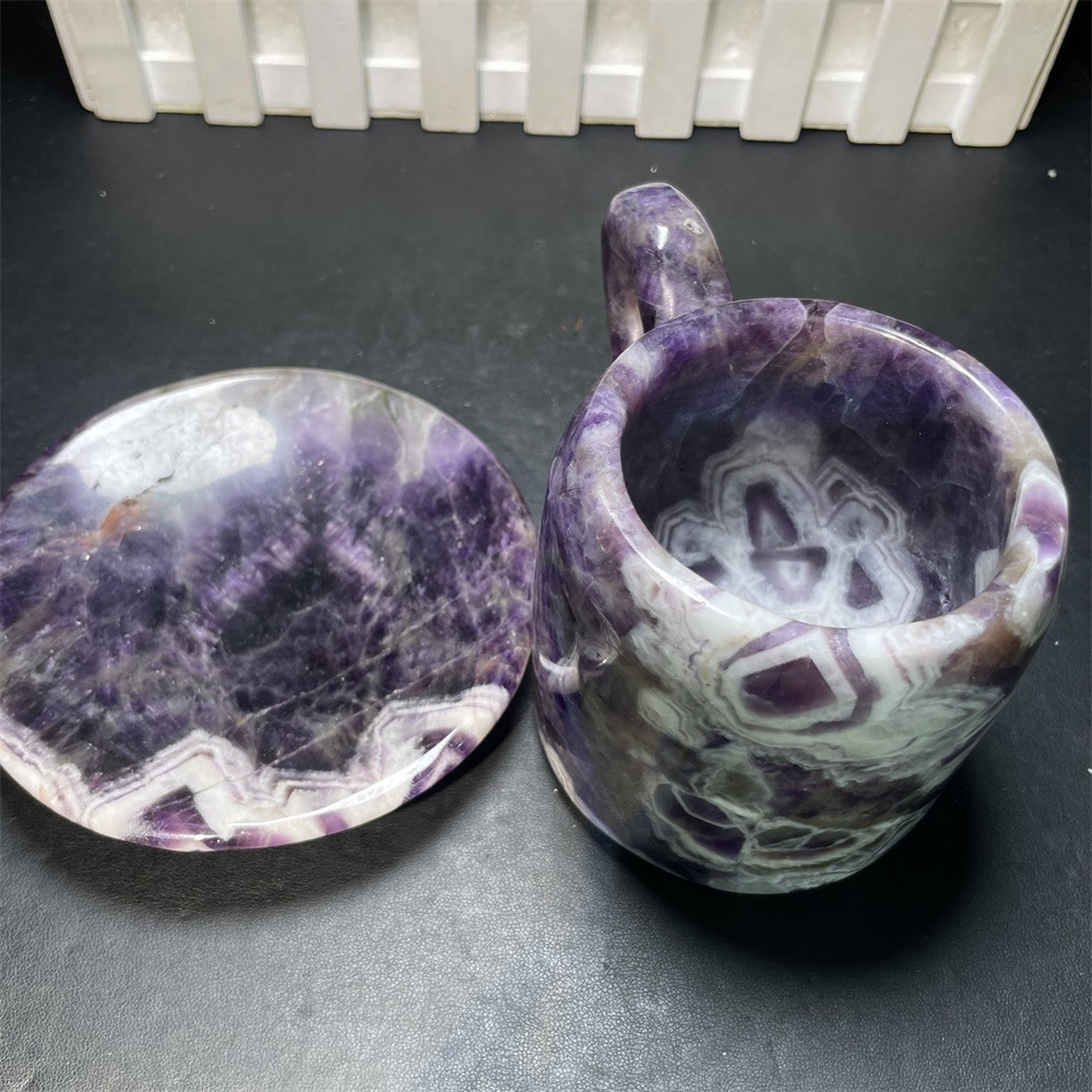 2.5LB 4.7″ Natural Dream Amethyst Cup Crystal Quartz Decor Figurine Carved