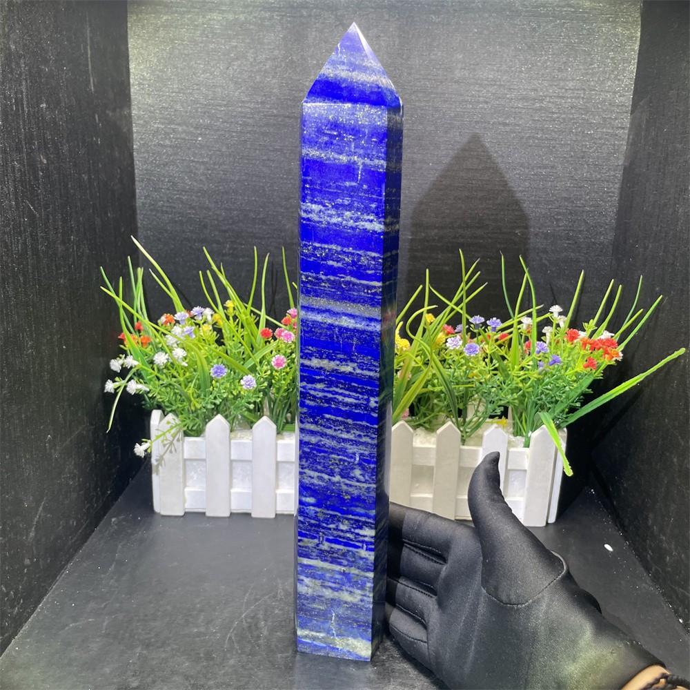 3.7LB 12.9″ Natural Lapis Lazuil Obelisk Tower Crystal Quartz Reiki Healing