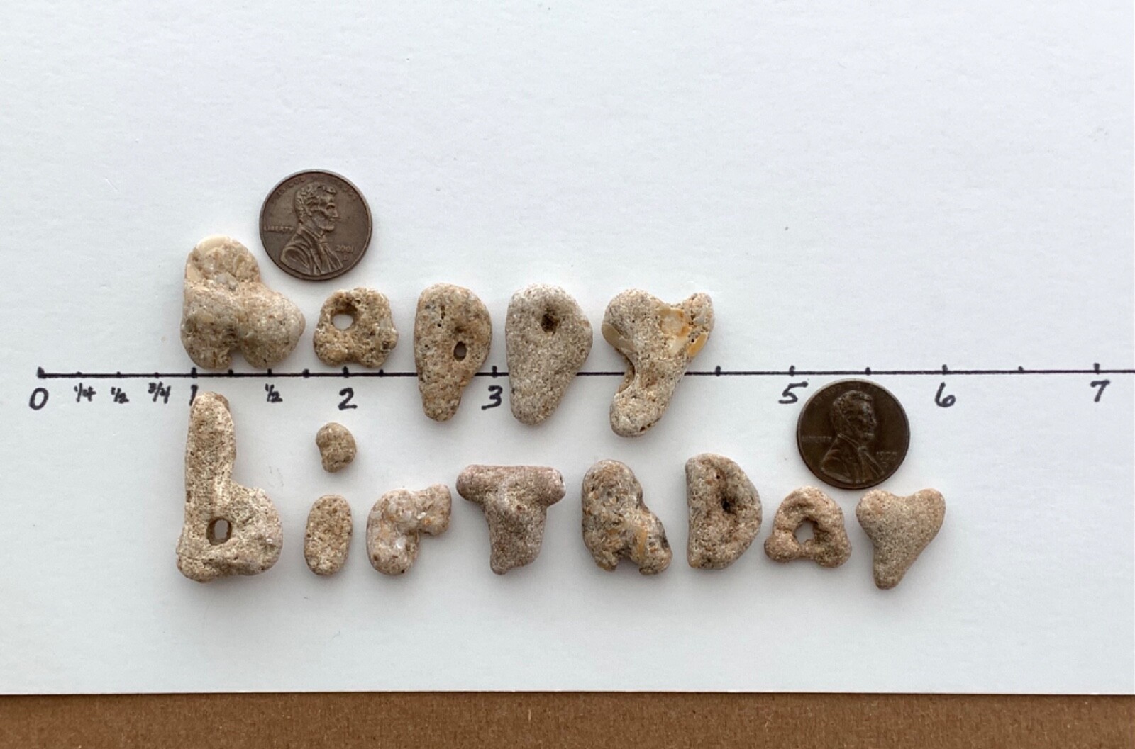 HAPPY BIRTHDAY Beach Stones Natural Rocks Natural Letter Shaped Sign Text hag US