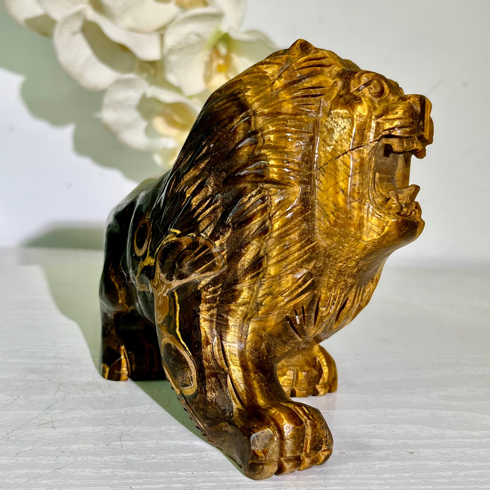 4.12LB Natural tiger eye stone products, handmade carved and polished spiritual