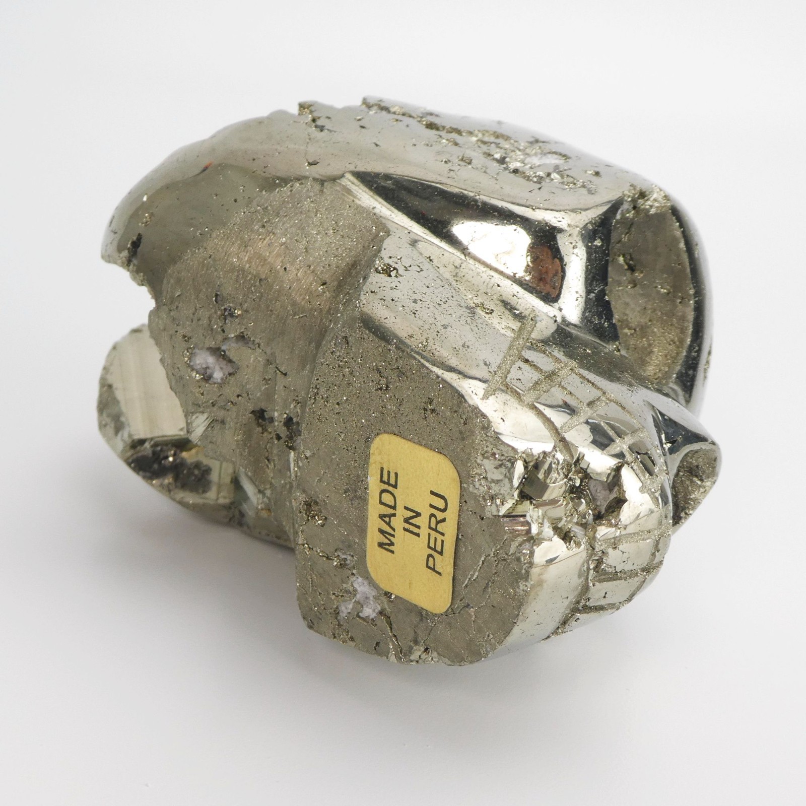 3.75″ 2lb Pyrite Skull from Peru Hand Carved Polished Natural Crystal Exposure