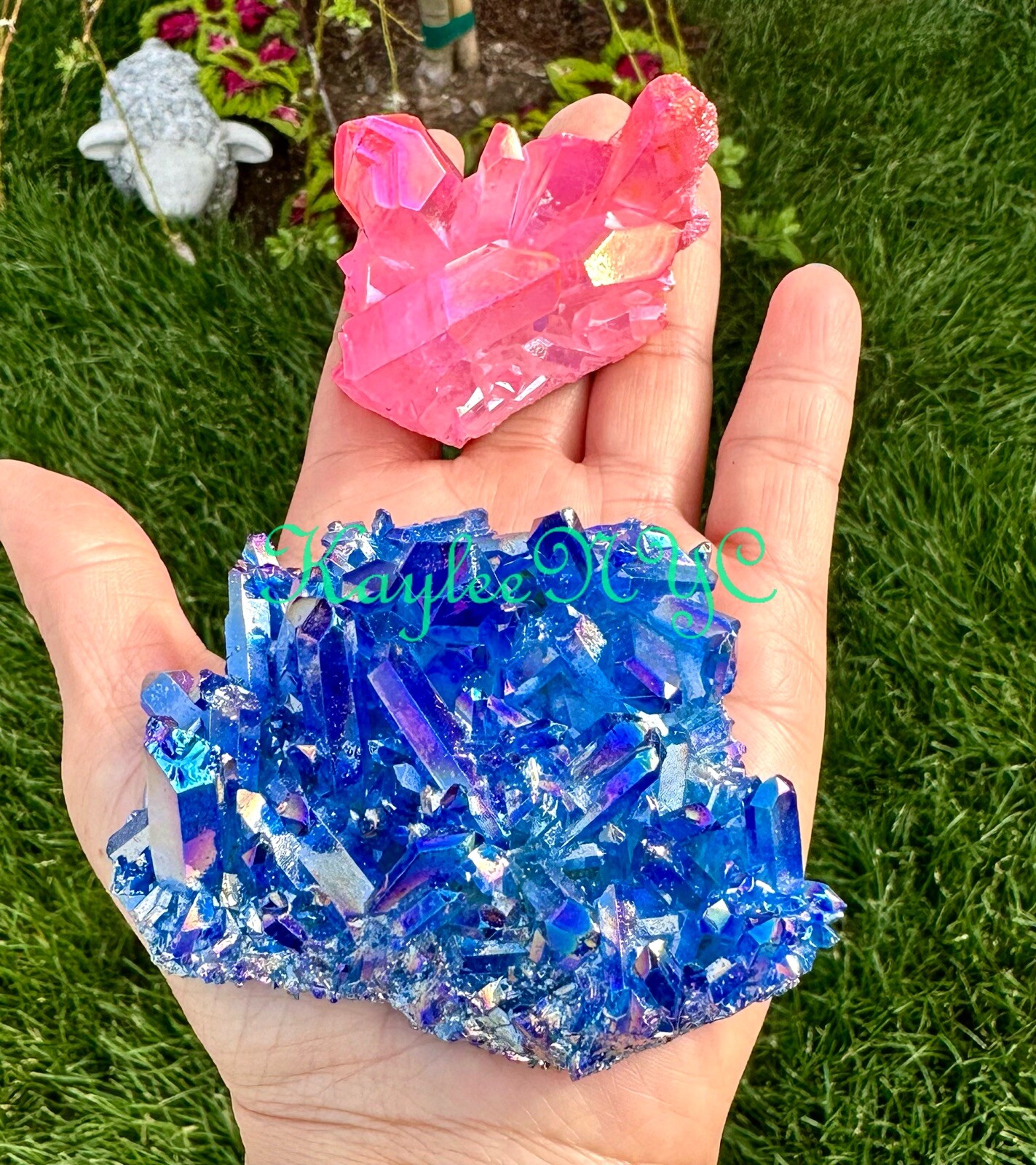Wholesale Lot 6-7 PCs Mix Aura Lemurian Quartz Cluster Raw Crystal Nice Quality