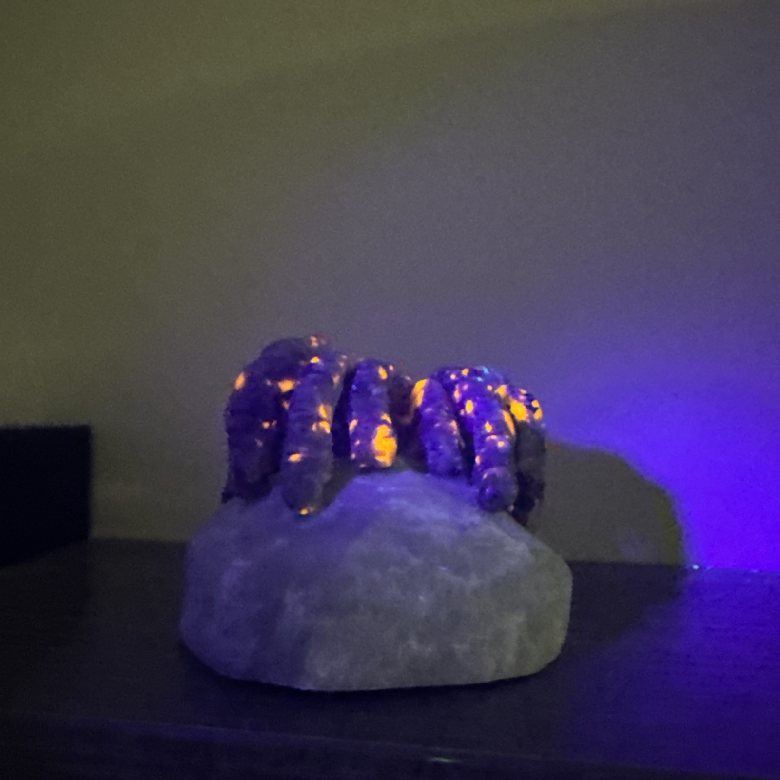 Natural Yooperlite Crystal Spider On Susan Jasper Base UV Reactive 352 Grams 3.5