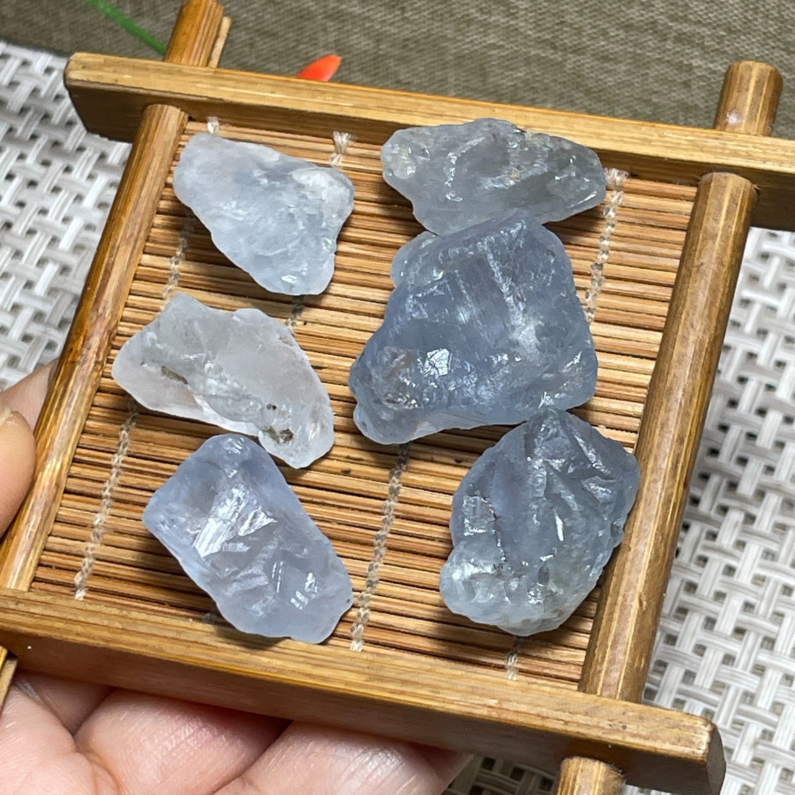 6pcs Celestite Sky Blue Crystals Natural Gemstones Mineral Specimens 56g c180