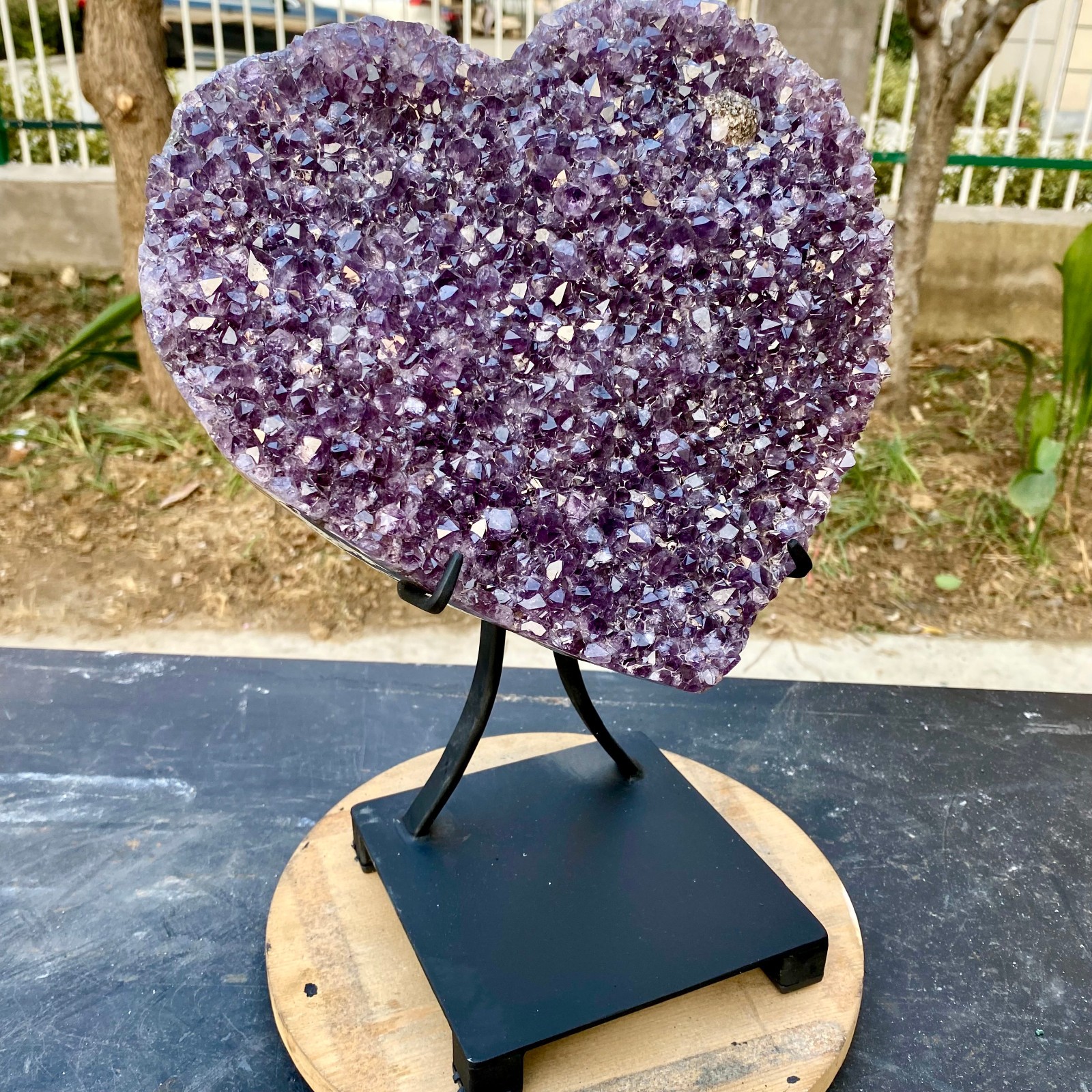 12.34LB Natural Amethyst Agate Quartz Crystal heart palm Mineral Reiki Healing
