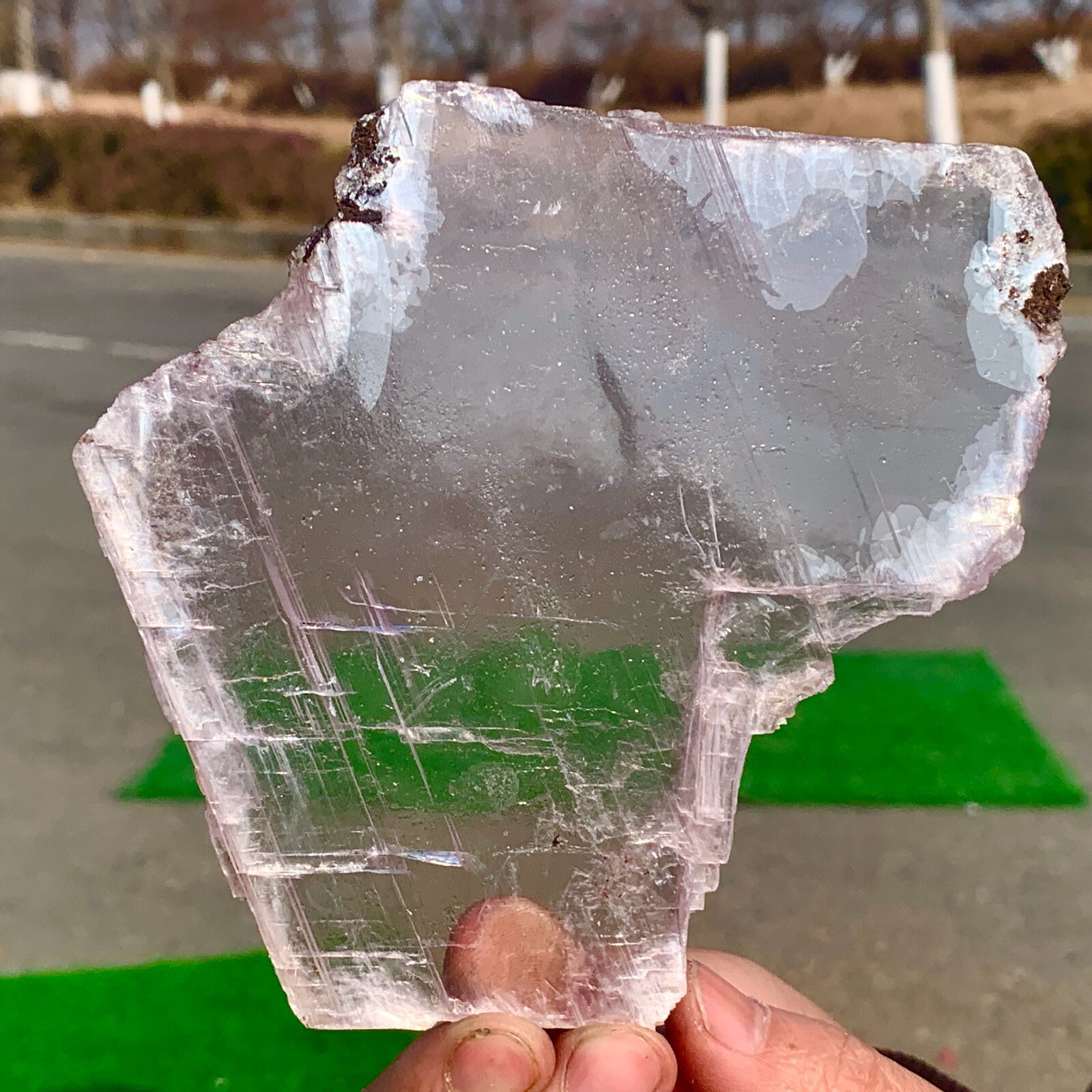 174g Natural purple selenite gypsum quartz crystal slab mineral specimen healin