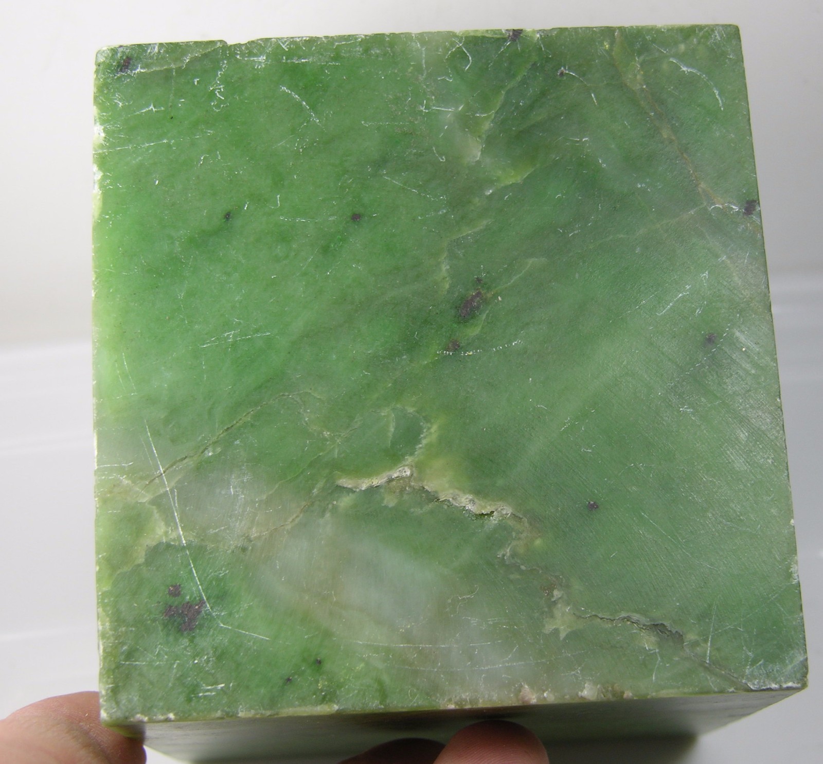1760g Russia 100% Natural Rough Green Jade Block Specimen 3 lb 14 1/8 oz 86mm
