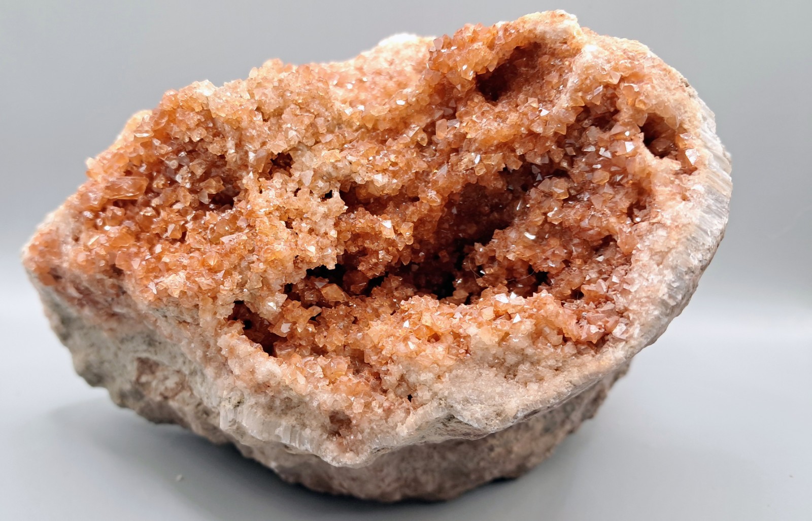 Celestite Geode Orange Crystals, Russia Large Cabinet Specimen