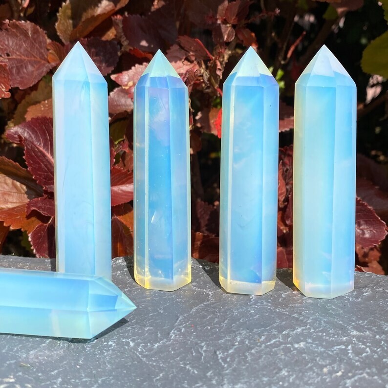 Natural Opal Healing Crystal Tower Point Wands Obelisk Reiki Mineral Specimens