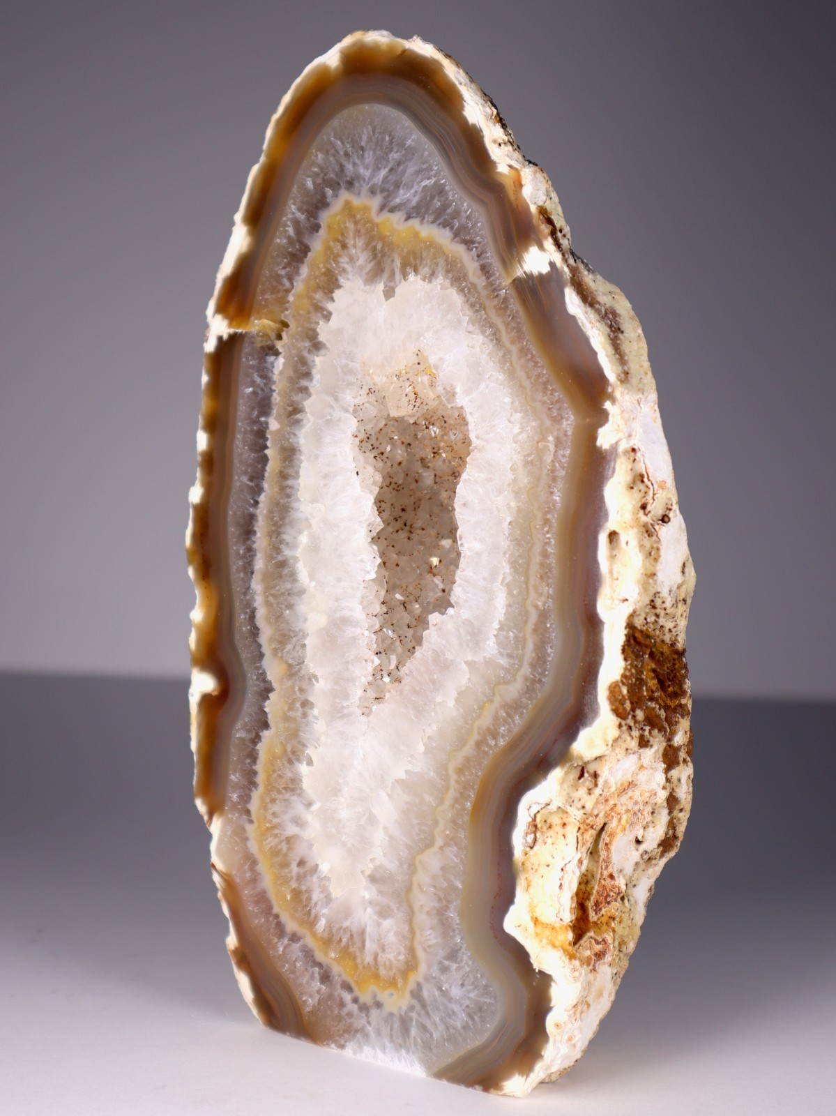 LARGE 5lb BRAZILIAN AGATE GEODE Half Quartz Druzy Crystal Cathedral Display
