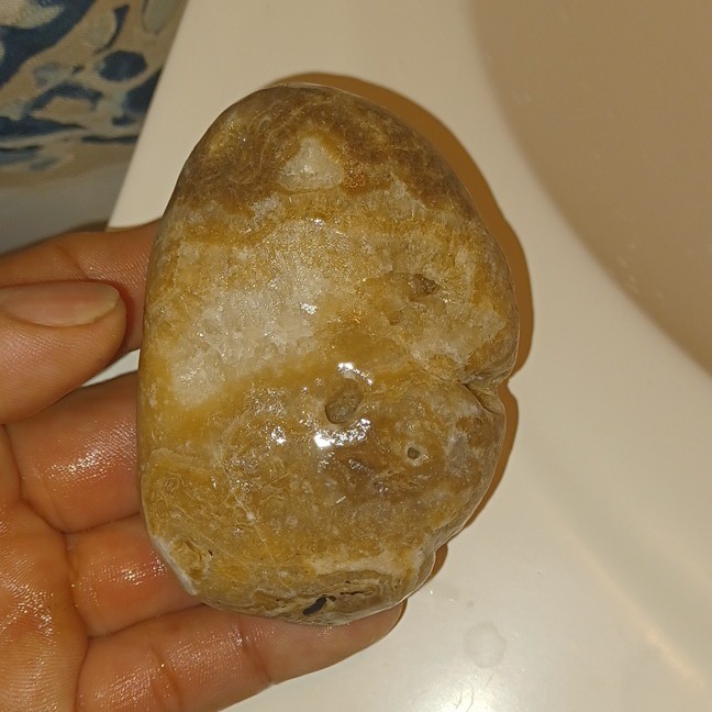 Natural Brown and White Egg-Shaped Mineral Crystal Specimen Collectible