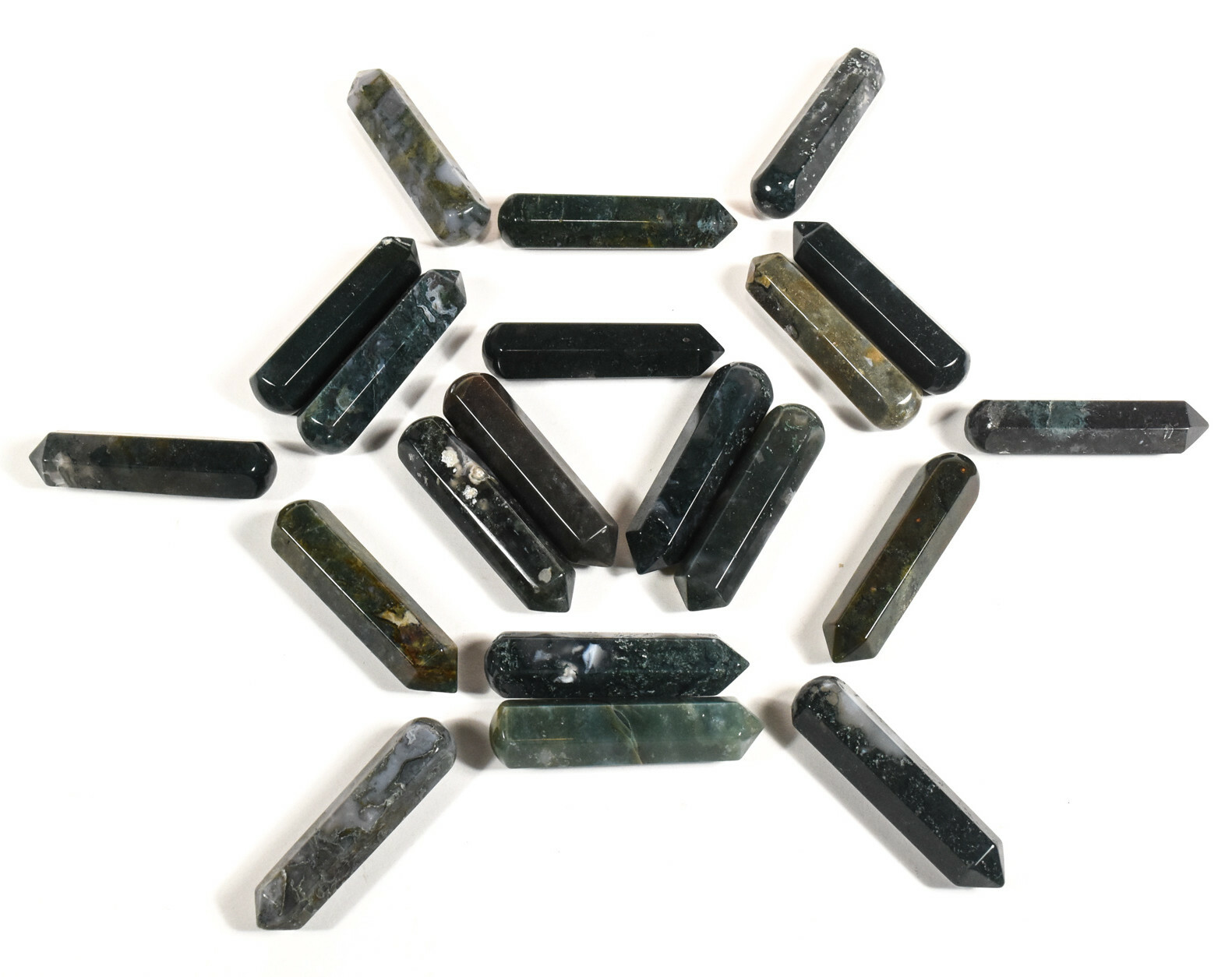 60mm Green Moss Agate Massage Wand Polished Chalcedony Crystal Mineral India 1PC