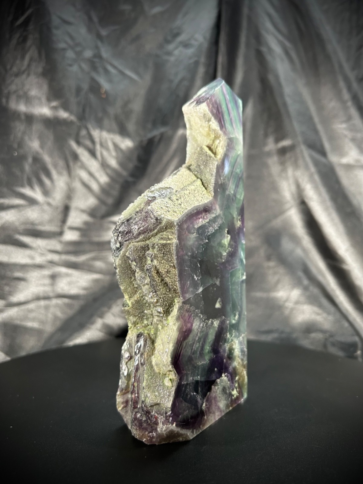 7.5″ Rainbow Fluorite 4 Polished side/1 Raw Side Tower Freeform 2lb 8.7oz