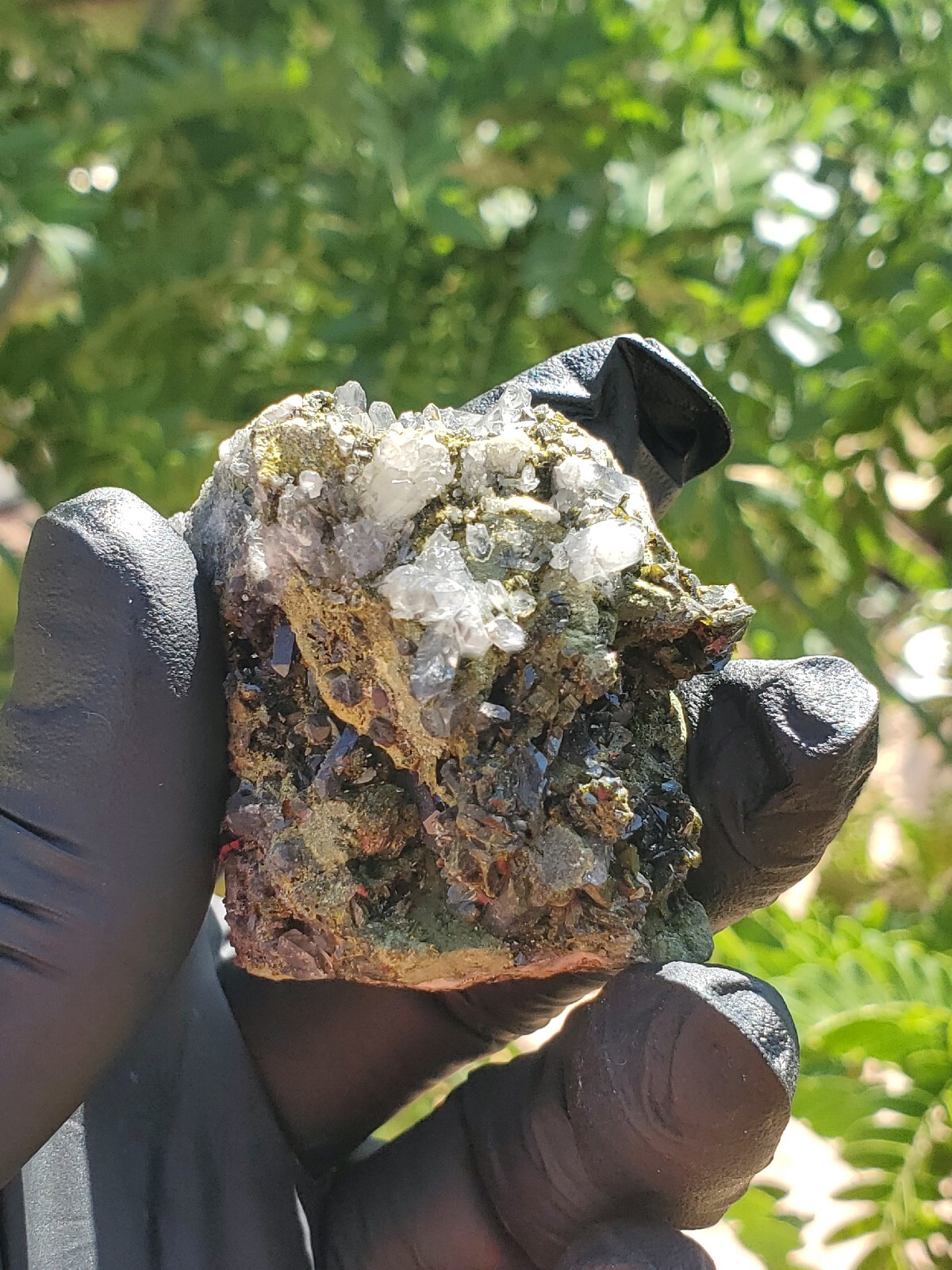64gNatural Epidote, Super Sparkly Green Epidote with Quartz Specimen, Epidote