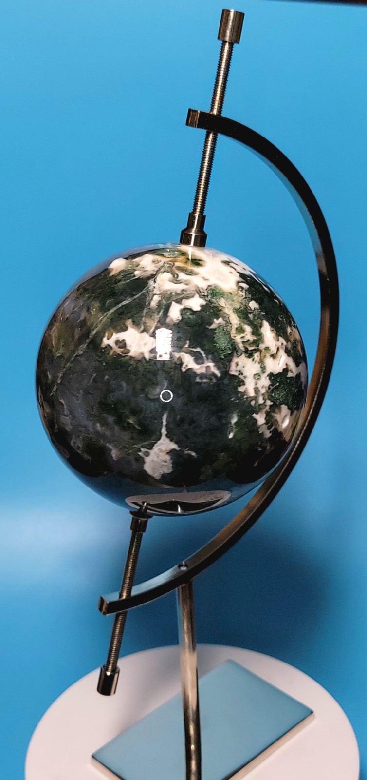 1.6 Lb Natural Aquatic Plants Agate Crystal Sphere with Aluminum Display Stand