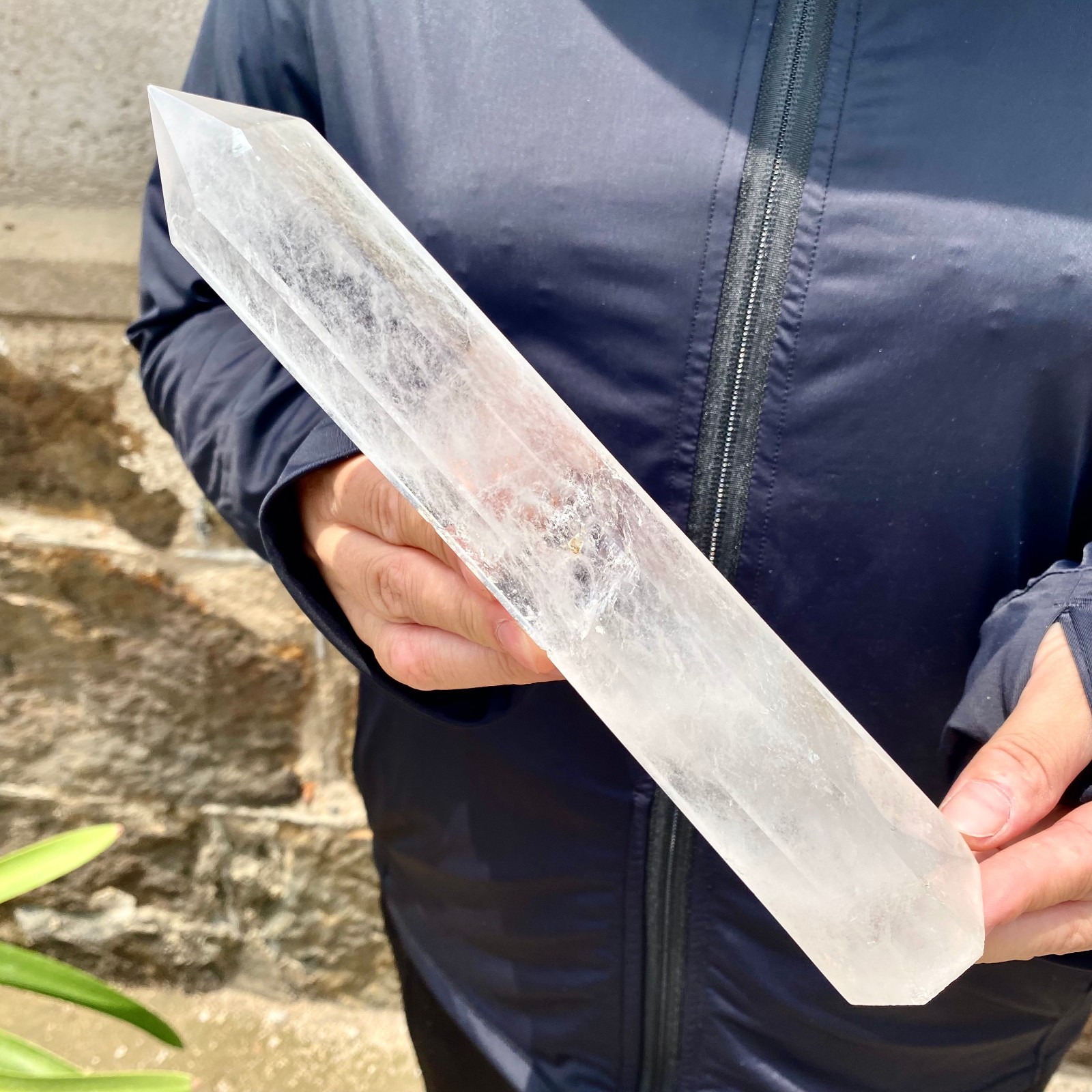1.32LB Natural clear quartz obelisk Crystal Energy Tower Point Energy –