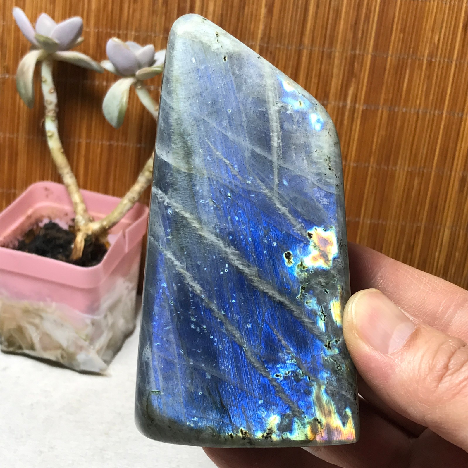 108-53-40mm Natural Labradorite Crystal gemstone Polish Mineral Specimen A3327