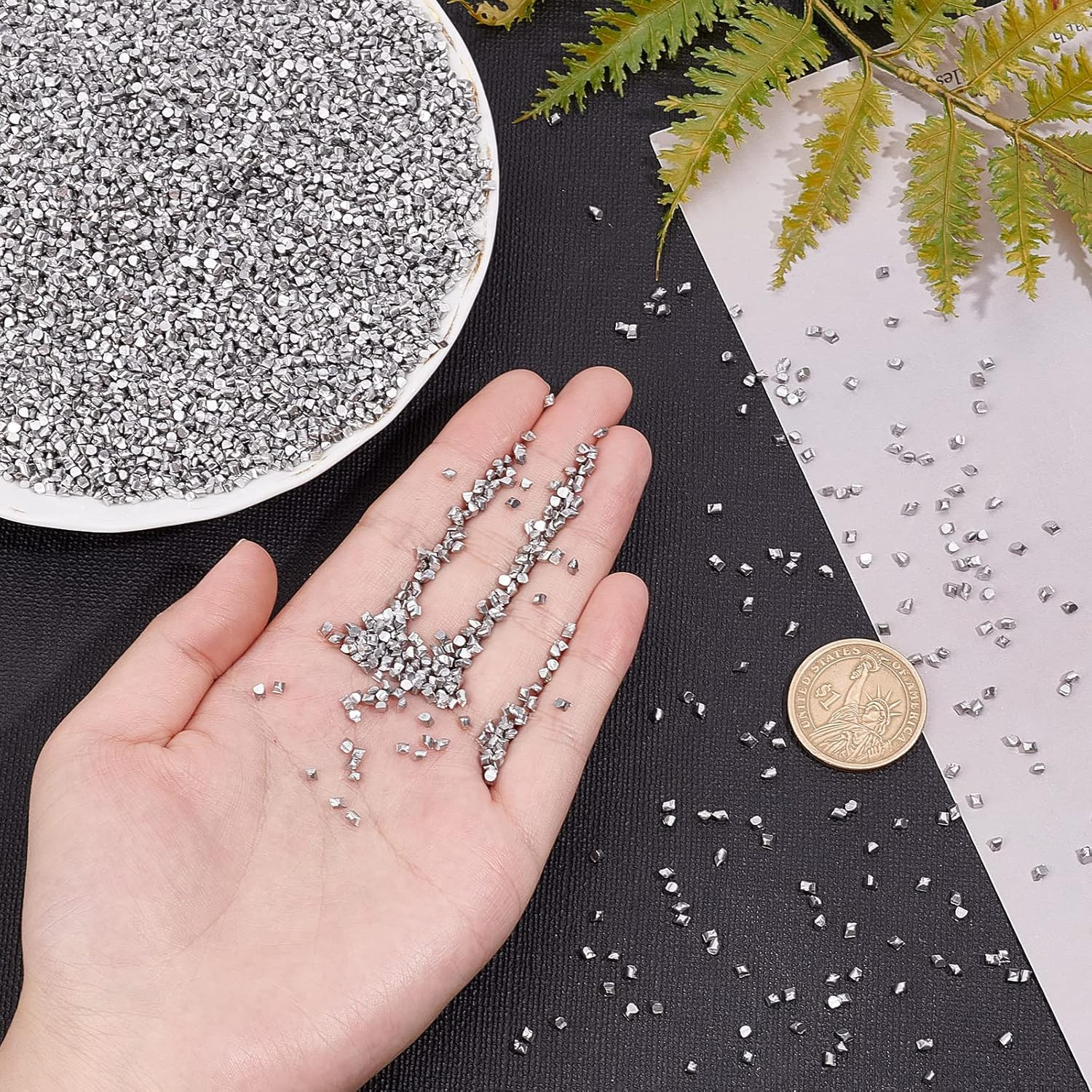 300G Aluminum Metal Shavings Orgone Platinum Metal Small Lumps Sample for Art Ex