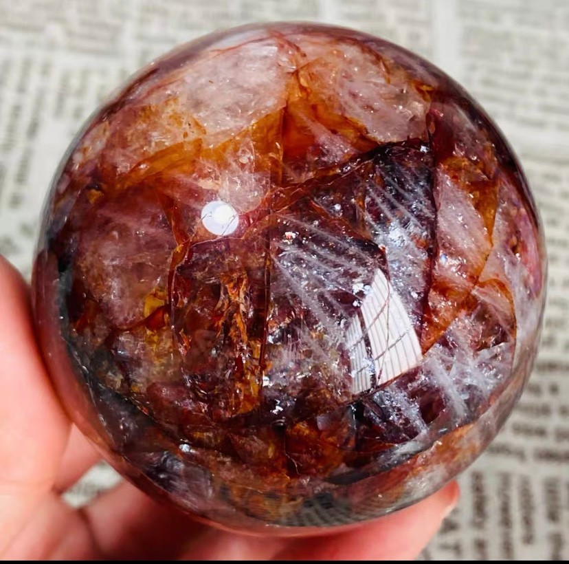 422g Natural Red Gum Flower Ball Crystal Sphere Specimen Energy Healing Reiki